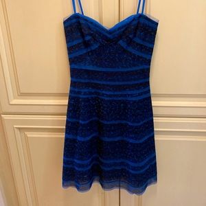 BCBG Max Azria New with Tags Strapless Blue and Black 0 XS Dress